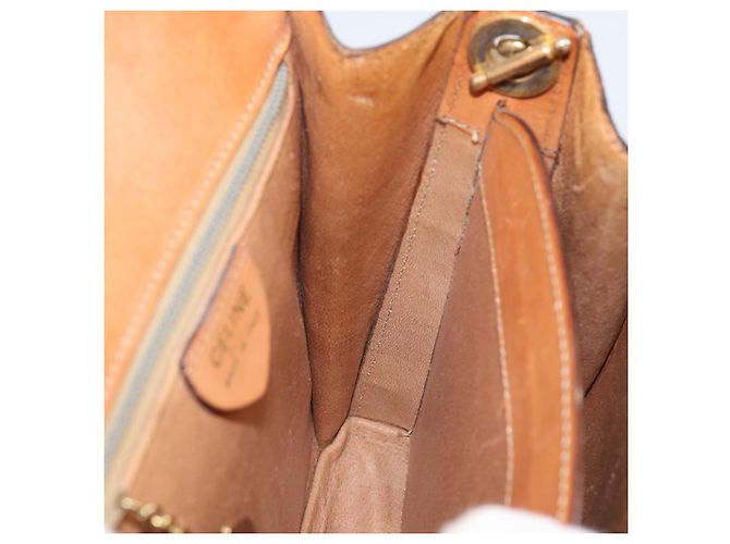 Céline Borsa a Spalla in Tela Macadam CELINE in Pelle PVC Marrone Oro Auth 154706 D'oro - vista 19