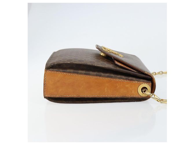 Céline Borsa a Spalla in Tela Macadam CELINE in Pelle PVC Marrone Oro Auth 154706 D'oro - vista 4