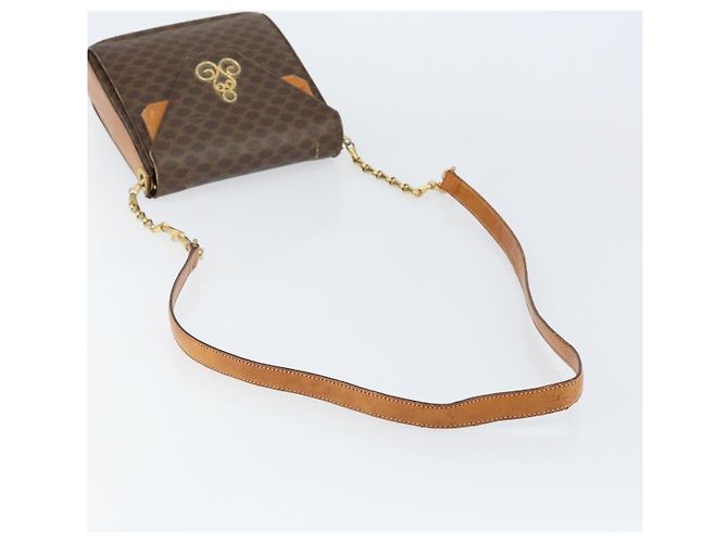 Céline Borsa a Spalla in Tela Macadam CELINE in Pelle PVC Marrone Oro Auth 154706 D'oro - vista 8