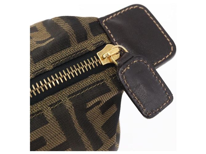 FENDI Zucca Canvas Tasche Schwarz Braun Auth am9590 - Ansicht 8