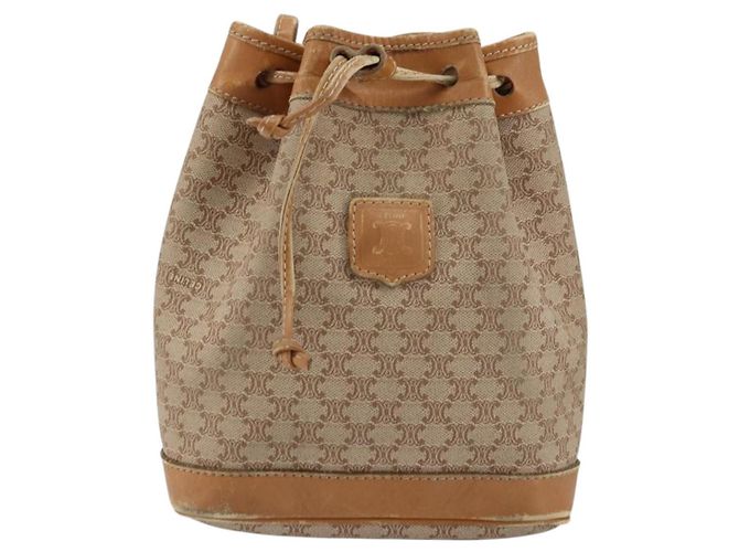 Céline Borsa a Spalla in Tela Macadam CELINE Beige Auth BA8004 - vista 13