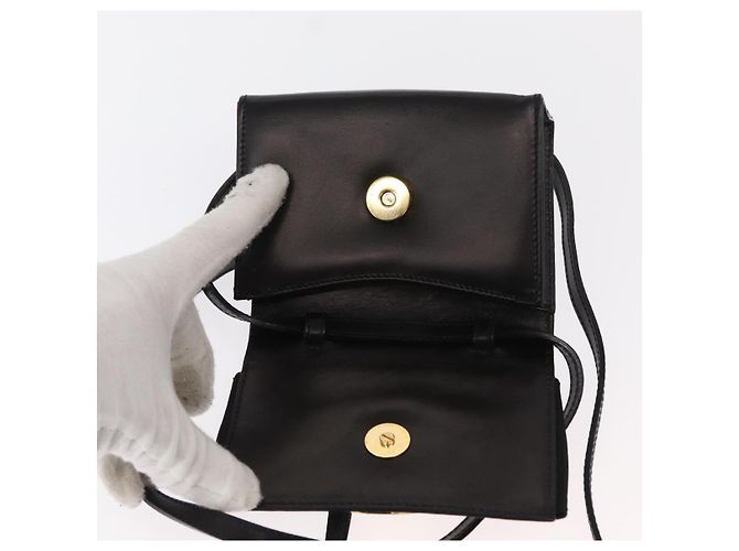 Borsa a Spalla Vala in Pelle Nera e Oro Salvatore Ferragamo Auth ka135 Nero D'oro - vista 10