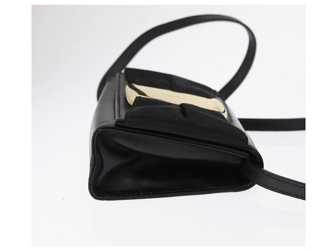 Borsa a Spalla Vala in Pelle Nera e Oro Salvatore Ferragamo Auth ka135 Nero D'oro - vista 3