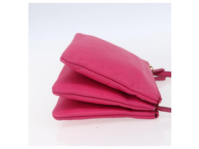 Céline Borsa a Spalla Trio Small in Pelle Rosa Oro Auth BA7686 D'oro - vista 4
