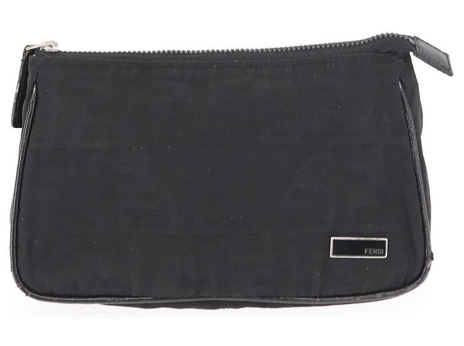 FENDI Zucca Canvas Clutch Tasche PVC 2 Set Beige Schwarz Auth bs31055 - Ansicht 10
