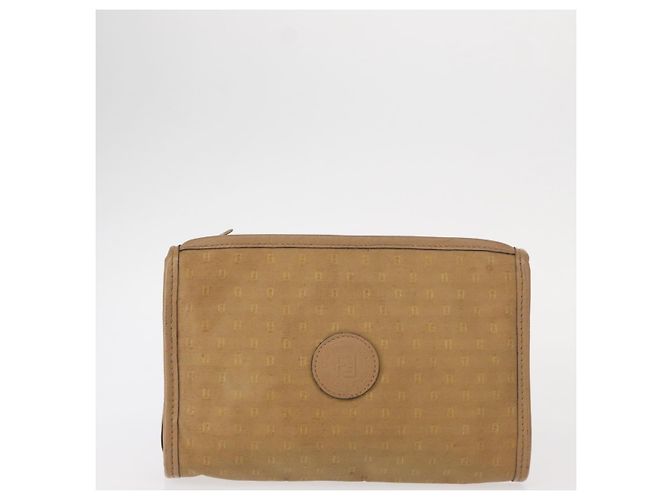 FENDI Zucca Canvas Clutch Tasche PVC 2 Set Beige Schwarz Auth bs31055 - Ansicht 2