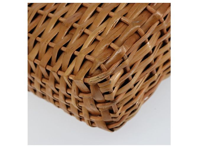 Borsa a Mano FENDI Rattan Marrone Oro Auth ka098 D'oro - vista 10
