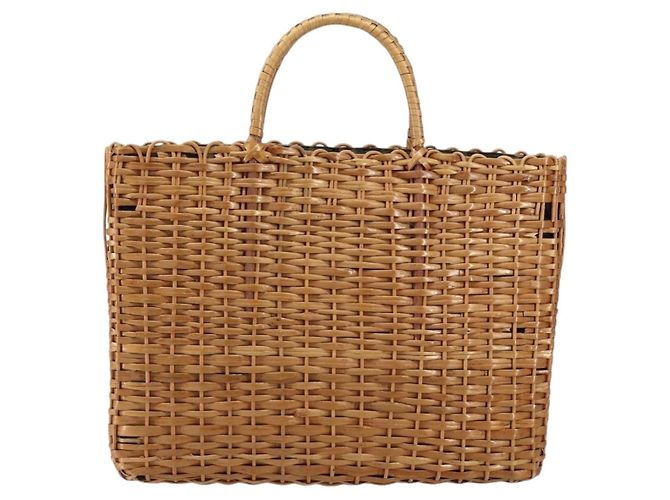 Borsa a Mano FENDI Rattan Marrone Oro Auth ka098 D'oro - vista 13