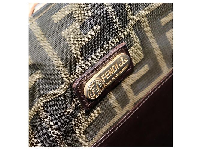 Borsa a Mano FENDI Rattan Marrone Oro Auth ka098 D'oro - vista 18