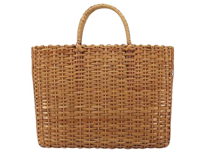 Borsa a Mano FENDI Rattan Marrone Oro Auth ka098 D'oro - vista 2