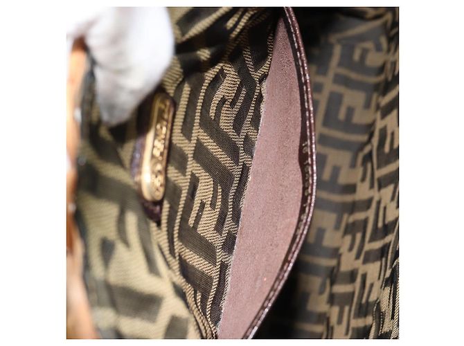 Borsa a Mano FENDI Rattan Marrone Oro Auth ka098 D'oro - vista 21