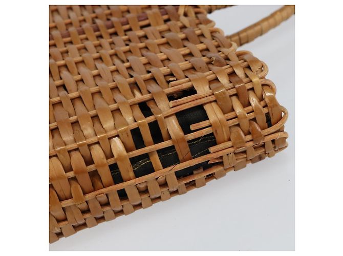Borsa a Mano FENDI Rattan Marrone Oro Auth ka098 D'oro - vista 4