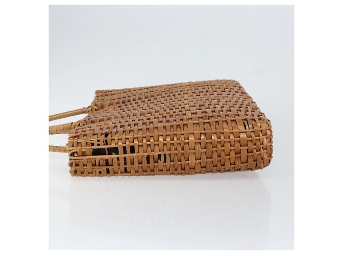 Borsa a Mano FENDI Rattan Marrone Oro Auth ka098 D'oro - vista 5
