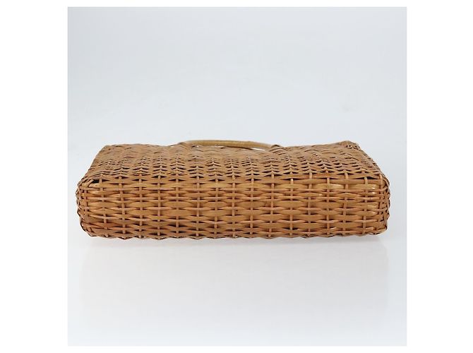 Borsa a Mano FENDI Rattan Marrone Oro Auth ka098 D'oro - vista 7