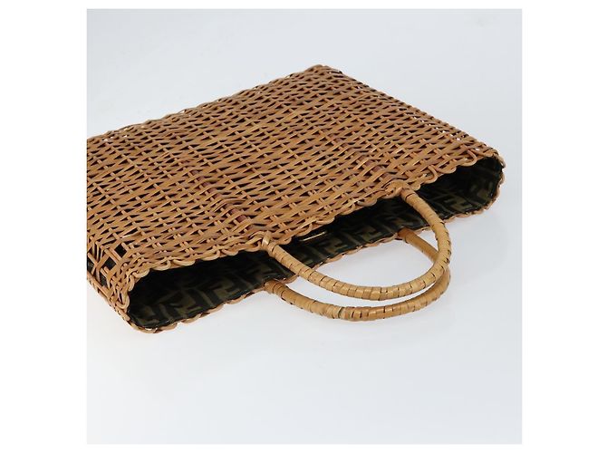 Borsa a Mano FENDI Rattan Marrone Oro Auth ka098 D'oro - vista 8