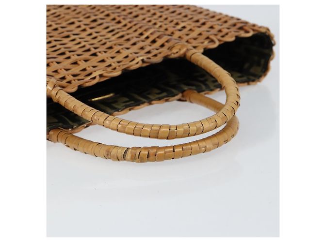 Borsa a Mano FENDI Rattan Marrone Oro Auth ka098 D'oro - vista 9