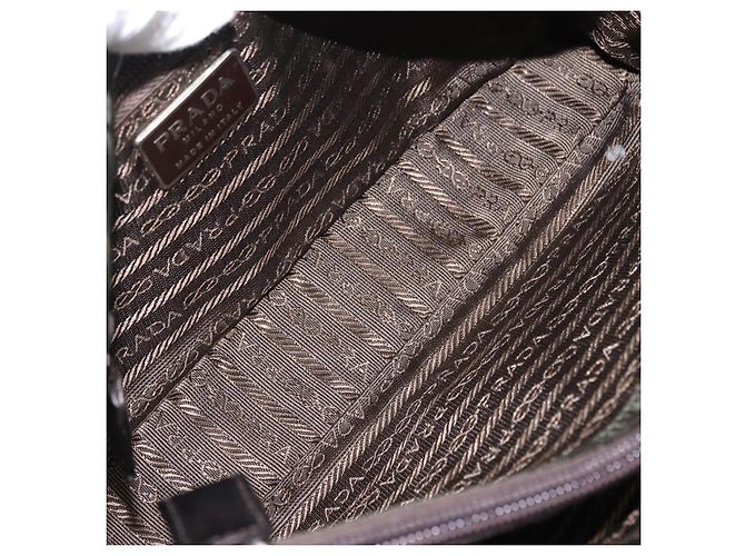 Bolso de Hombro PRADA de Nylon Cuero Caqui Plata Auténtico bs31146 - vista 11
