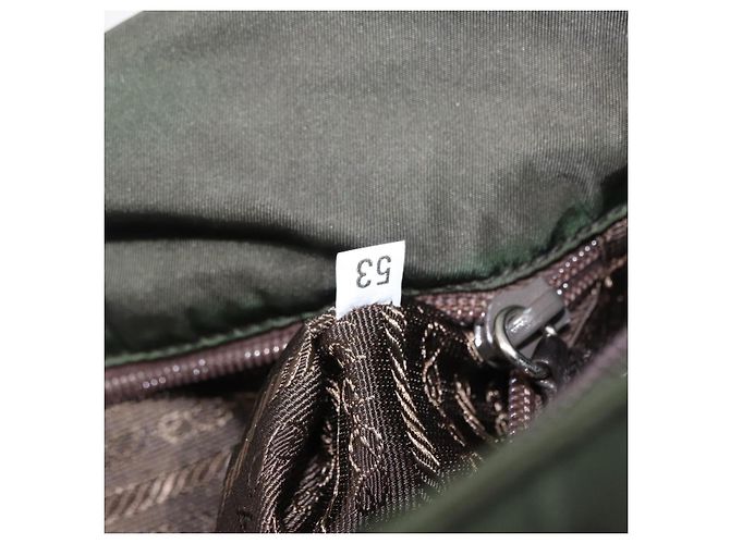 Bolso de Hombro PRADA de Nylon Cuero Caqui Plata Auténtico bs31146 - vista 12