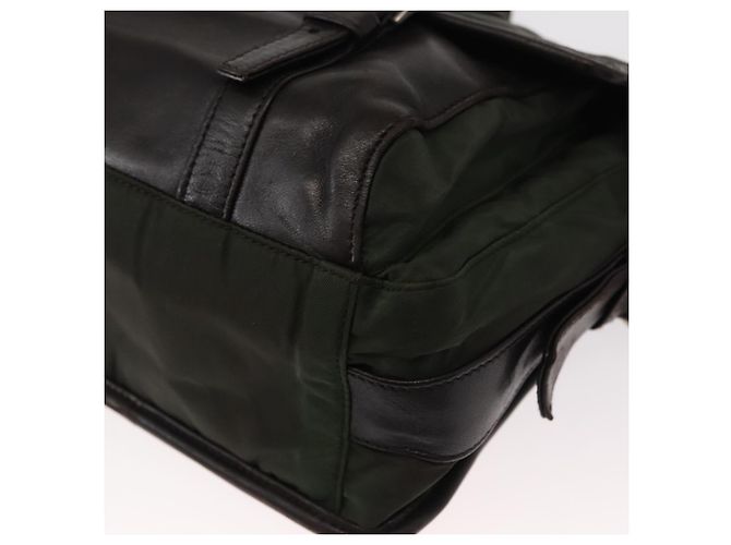 Bolso de Hombro PRADA de Nylon Cuero Caqui Plata Auténtico bs31146 - vista 15