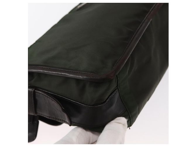 Bolso de Hombro PRADA de Nylon Cuero Caqui Plata Auténtico bs31146 - vista 16