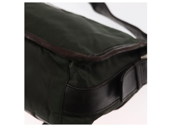 Bolso de Hombro PRADA de Nylon Cuero Caqui Plata Auténtico bs31146 - vista 17