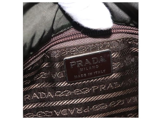 Bolso de Hombro PRADA de Nylon Cuero Caqui Plata Auténtico bs31146 - vista 21