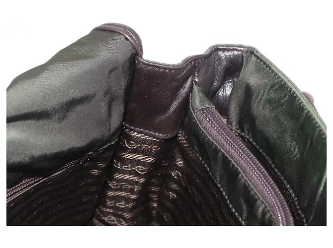 Bolso de Hombro PRADA de Nylon Cuero Caqui Plata Auténtico bs31146 - vista 22