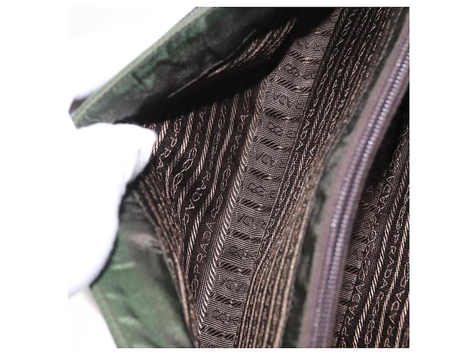 Bolso de Hombro PRADA de Nylon Cuero Caqui Plata Auténtico bs31146 - vista 24