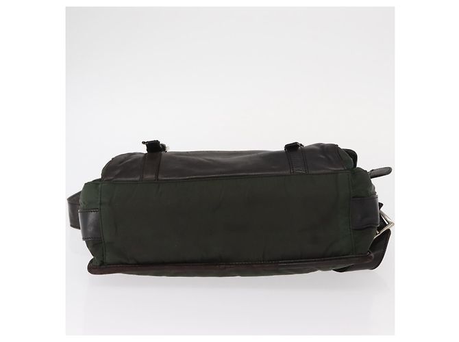 Bolso de Hombro PRADA de Nylon Cuero Caqui Plata Auténtico bs31146 - vista 5