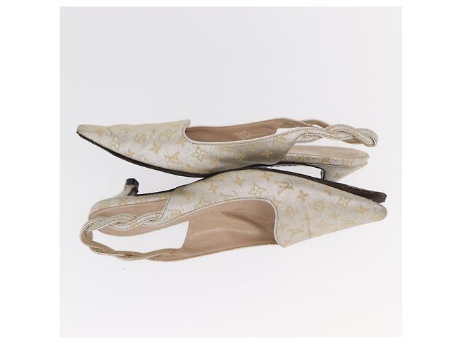 LOUIS VUITTON Schuhe Leder Canvas 2 Set Silber Weiß LV Auth th6500 - Ansicht 10