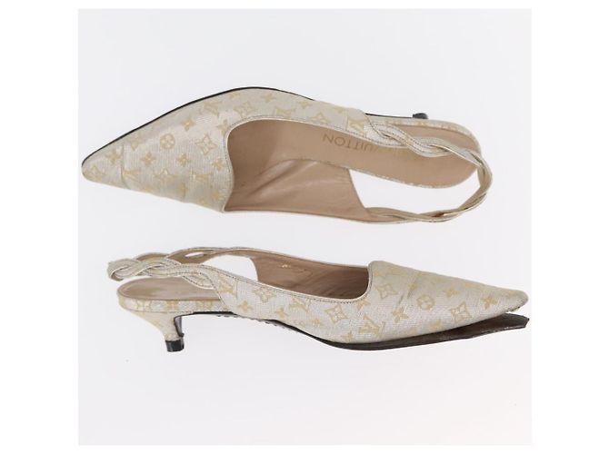 LOUIS VUITTON Schuhe Leder Canvas 2 Set Silber Weiß LV Auth th6500 - Ansicht 11