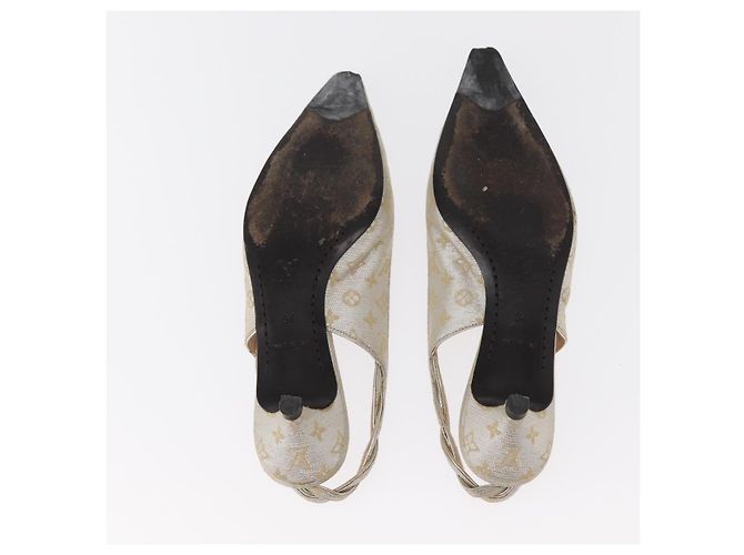LOUIS VUITTON Schuhe Leder Canvas 2 Set Silber Weiß LV Auth th6500 - Ansicht 12