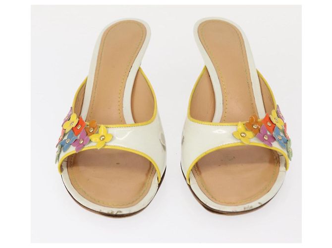LOUIS VUITTON Schuhe Leder Canvas 2 Set Silber Weiß LV Auth th6500 - Ansicht 2