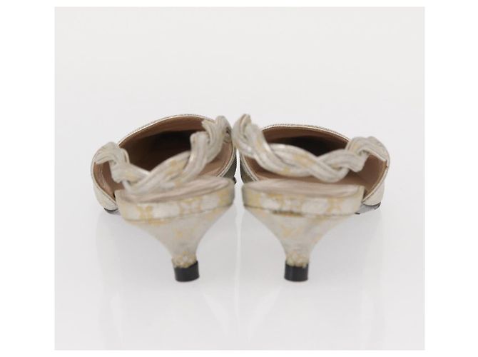 LOUIS VUITTON Schuhe Leder Canvas 2 Set Silber Weiß LV Auth th6500 - Ansicht 9