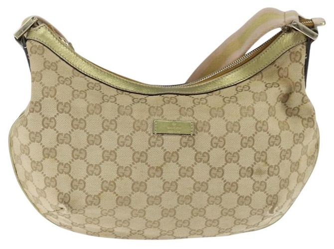 Borsa a Spalla Gucci GG Canvas Sherry Line Beige Oro 181092 Auth 150514 D'oro - vista 2