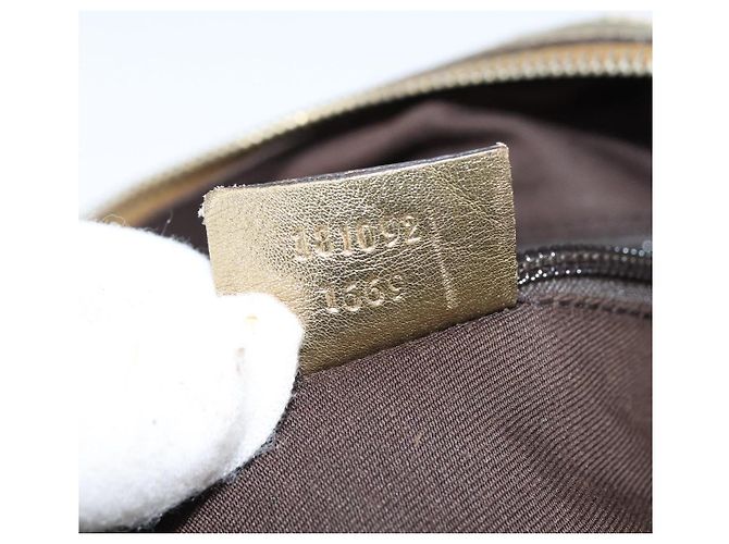 Borsa a Spalla Gucci GG Canvas Sherry Line Beige Oro 181092 Auth 150514 D'oro - vista 20