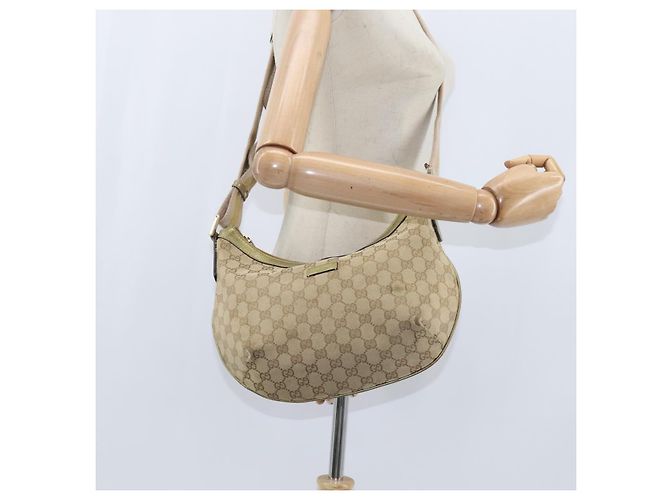 Borsa a Spalla Gucci GG Canvas Sherry Line Beige Oro 181092 Auth 150514 D'oro - vista 21