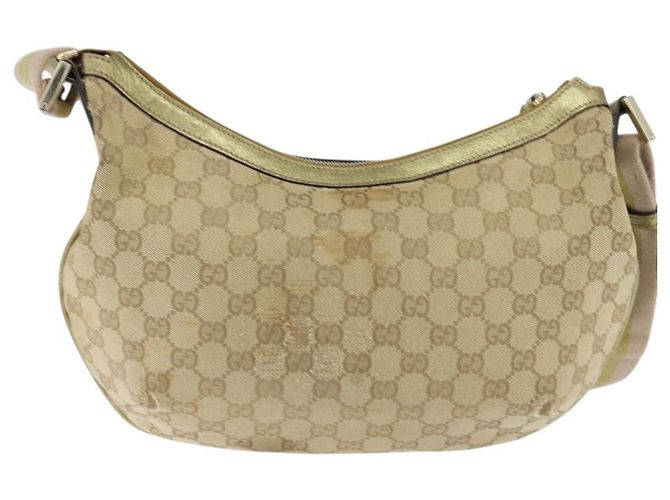Borsa a Spalla Gucci GG Canvas Sherry Line Beige Oro 181092 Auth 150514 D'oro - vista 3