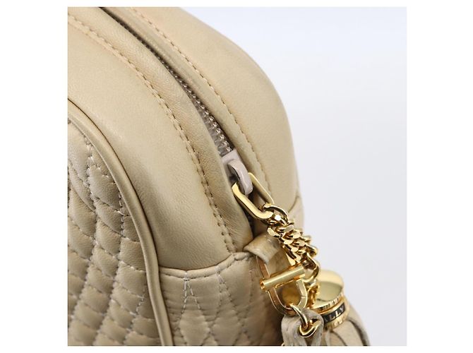 BALLY Borsa a Spalla in Pelle Trapuntata con Catena Avorio Oro Auth 151031 D'oro Crudo - vista 10
