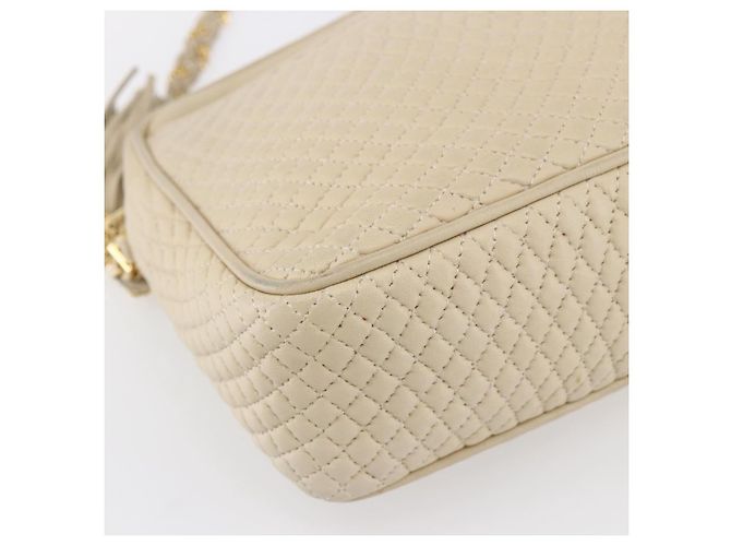 BALLY Borsa a Spalla in Pelle Trapuntata con Catena Avorio Oro Auth 151031 D'oro Crudo - vista 14
