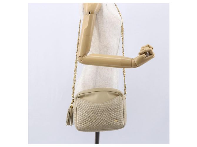 BALLY Borsa a Spalla in Pelle Trapuntata con Catena Avorio Oro Auth 151031 D'oro Crudo - vista 22