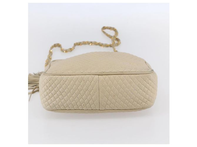 BALLY Borsa a Spalla in Pelle Trapuntata con Catena Avorio Oro Auth 151031 D'oro Crudo - vista 5