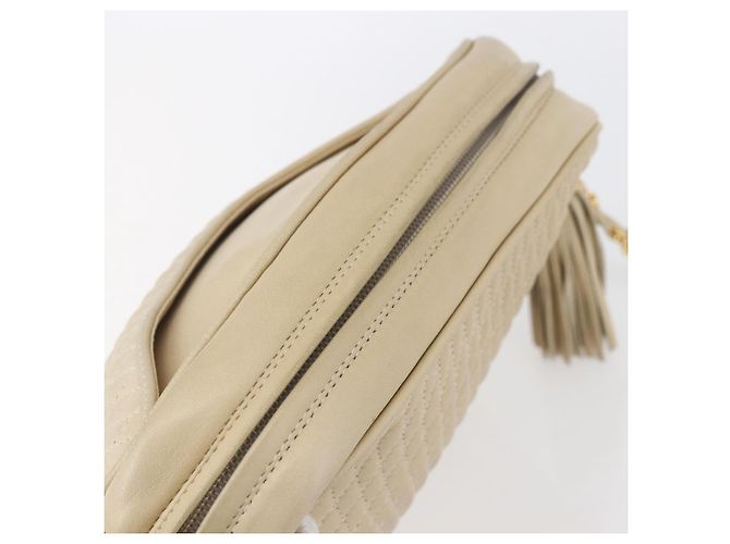 BALLY Borsa a Spalla in Pelle Trapuntata con Catena Avorio Oro Auth 151031 D'oro Crudo - vista 6