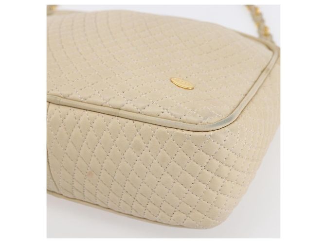 BALLY Borsa a Spalla in Pelle Trapuntata con Catena Avorio Oro Auth 151031 D'oro Crudo - vista 9