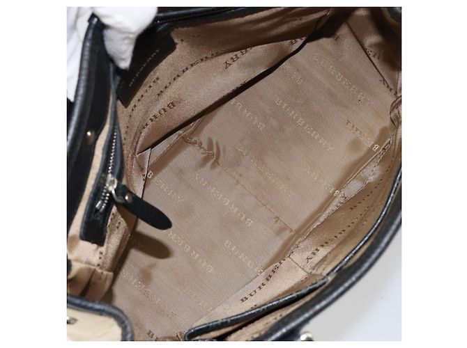 Burberry Nova Check Handtasche aus Canvas Beige Silber Authentisch bs30646 - vue 12