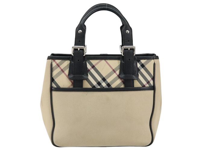 Burberry Nova Check Handtasche aus Canvas Beige Silber Authentisch bs30646 - vue 13