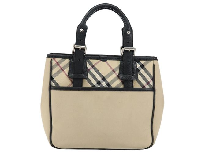 Burberry Nova Check Handtasche aus Canvas Beige Silber Authentisch bs30646 - vue 2