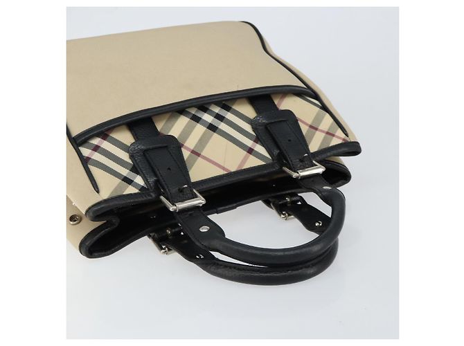 Burberry Nova Check Handtasche aus Canvas Beige Silber Authentisch bs30646 - vue 6