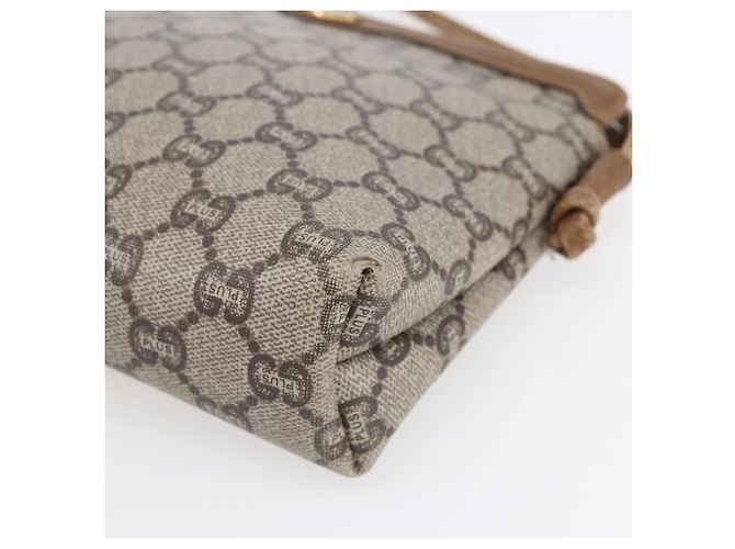 Borsa a Spalla GUCCI GG Plus Supreme in Pelle PVC Beige Oro Auth 150999 D'oro - vista 10