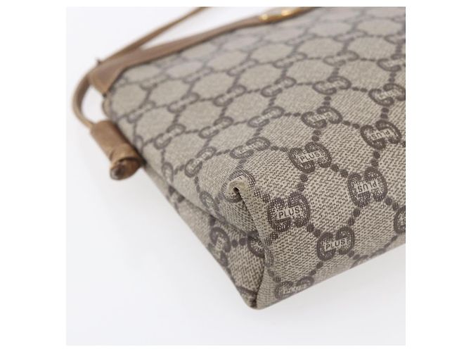 Borsa a Spalla GUCCI GG Plus Supreme in Pelle PVC Beige Oro Auth 150999 D'oro - vista 11